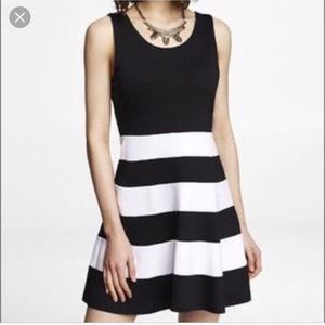 Small Express Black/White Sleeveless Skater Dress